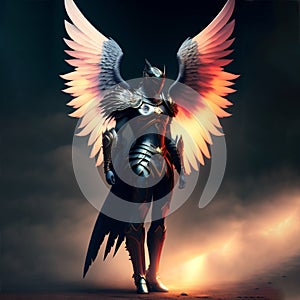 fighter with golden wings fantasy