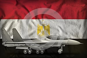 Fighter, interceptor on the Egypt state flag background. 3d Illustration