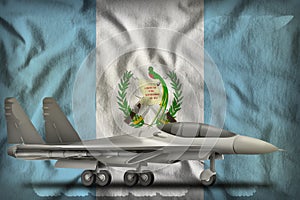 Fighter, interceptor on the Guatemala state flag background. 3d Illustration