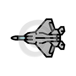 fighter jet airplane aircraft color icon vector illustration