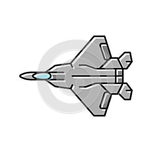 fighter jet airplane aircraft color icon vector illustration