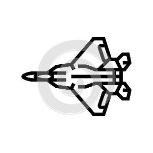 fighter jet airplane aircraft line icon vector illustration