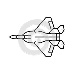 fighter jet airplane aircraft line icon vector illustration