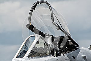 Fighter jet cockpit close up