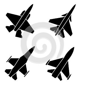Fighter jet icon vector set. Air Force illustration sign collection. aviation symbol.