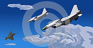 Fighter jet-J-10 -pursue and attack-illustration