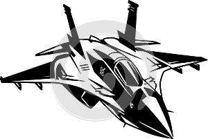 Fighter jet - minimalist and flat logo - vector illustration