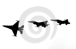 Fighter jets breaking formation abstract