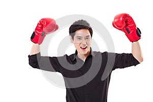 Fighter, man boxer winning