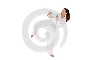 Fighter performing karate stance