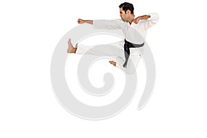 Fighter performing karate stance