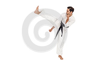 Fighter performing karate stance