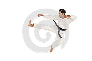 Fighter performing karate stance