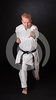 Fighter performing karate stance