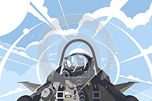 Fighter pilot in cockpit