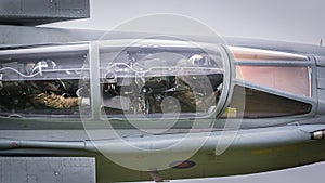 Fighter pilot in cockpit in flight