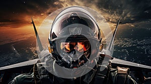 The Fighter Pilot wearing masked in plane