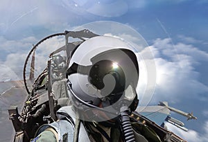 Fighter pilots cockpit view on routine flight