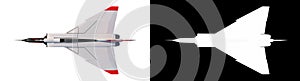 Fighter plane 1 - Top view white background alpha png 3D Rendering Ilustracion 3D