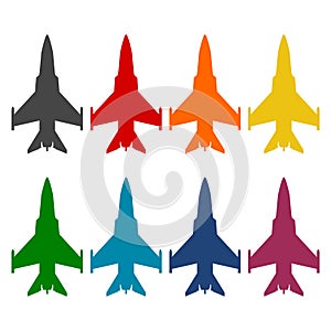 Fighter plane icons set