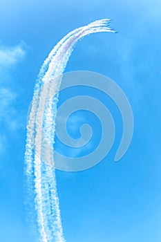 Fighter plane looping in turbo fly on the sky