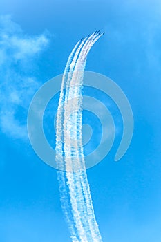 Fighter plane looping in turbo fly on the sky