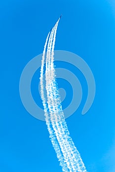 Fighter plane looping in turbo fly on the sky