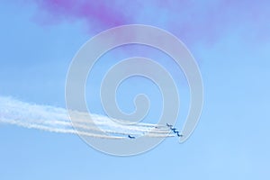 Fighter plane looping in turbo fly on the sky