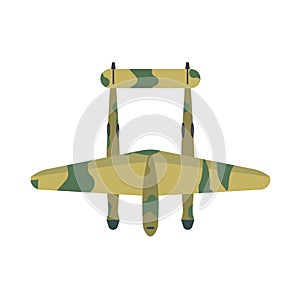 Fighter plane transport top view vector icon defense. Weapon combat attack military warplane illustration above