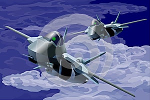 Fighter-pursue and attack-illustration