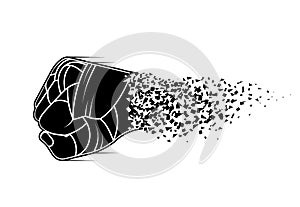 Fighters hand collapses into particles vector illustration photo