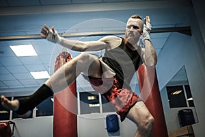 Fighter shadowboxing at gym
