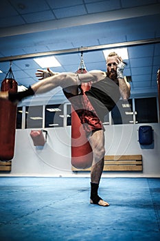 Fighter shadowboxing at gym