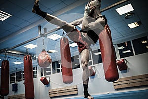 Fighter shadowboxing at gym