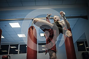 Fighter shadowboxing at gym