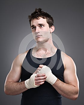 Fighter Taping Hands Portrait