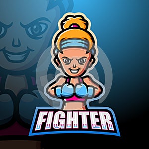 Fighter woman mascot esport logo design