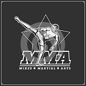Fighters of martial mixed arts. Sport club emblem.
