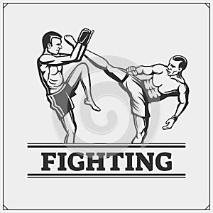 Fighters of martial mixed arts. Sport club emblem.