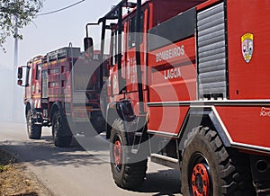 Modern Bombeiros fire truck in Portugal