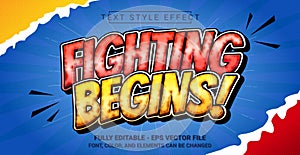 Fighting Begins Text Style Effect. Editable Graphic Text Template