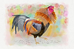 Fighting cock in action, Art