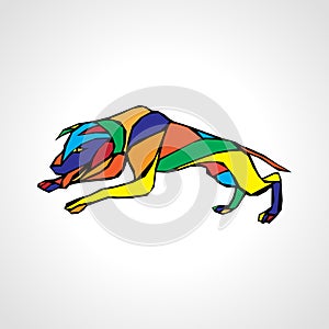Fighting dog pit bull terrier dog or canine geometric color vector