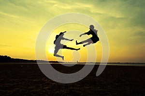 Fighting an enemy near the beach