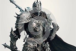 fighting fantasy character in form of warrior with armor and sword walking knight