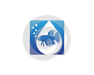 Fighting fish in aquarium logo vector illustration
