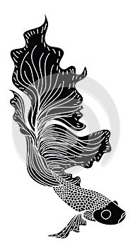 Fighting fish tattoo design vector for sticker.