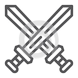 Fighting line icon, game and play, crossed swords sign, vector graphics, a linear pattern on a white background.