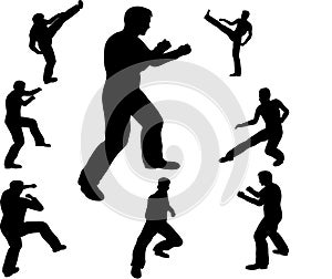 Fighting man silhouettes