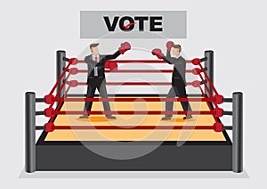 Fighting it Out for Voting Candidates Cartoon Vector Illustration photo